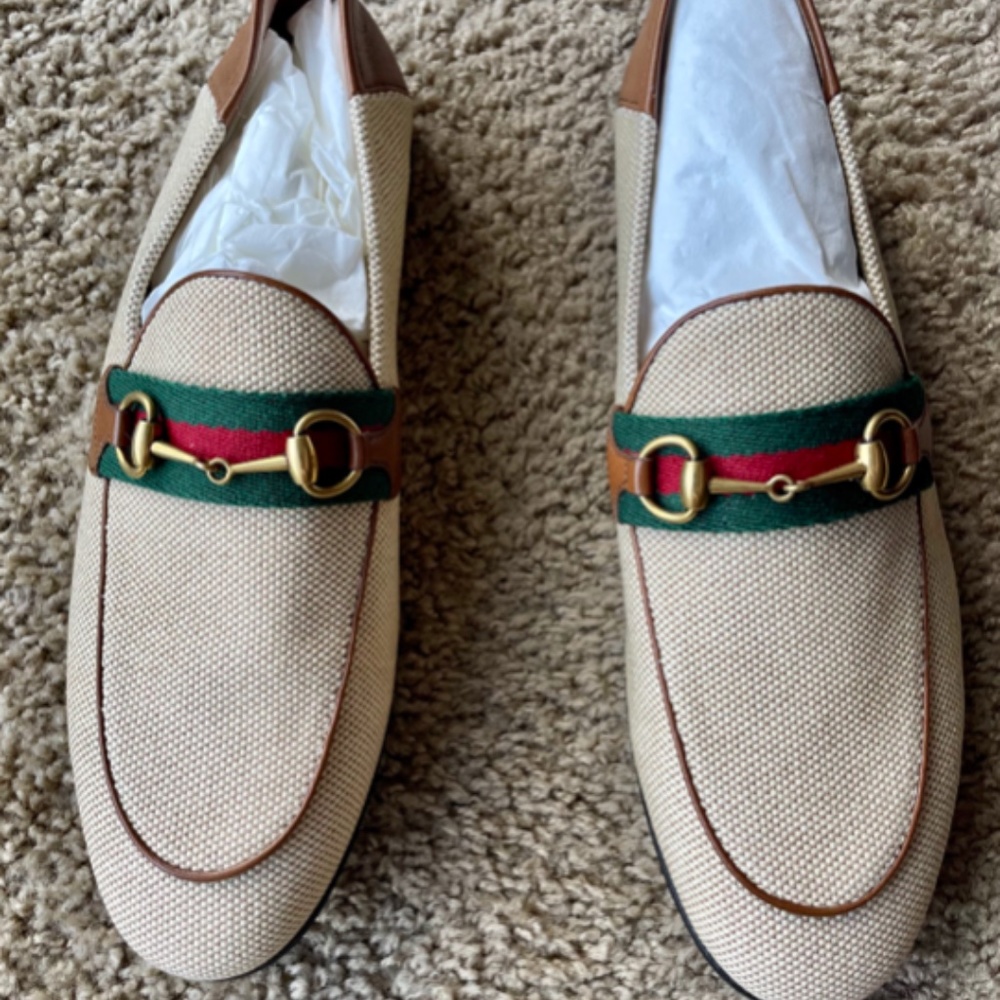 GUCCI Canvas Britton Loafers in Canvas